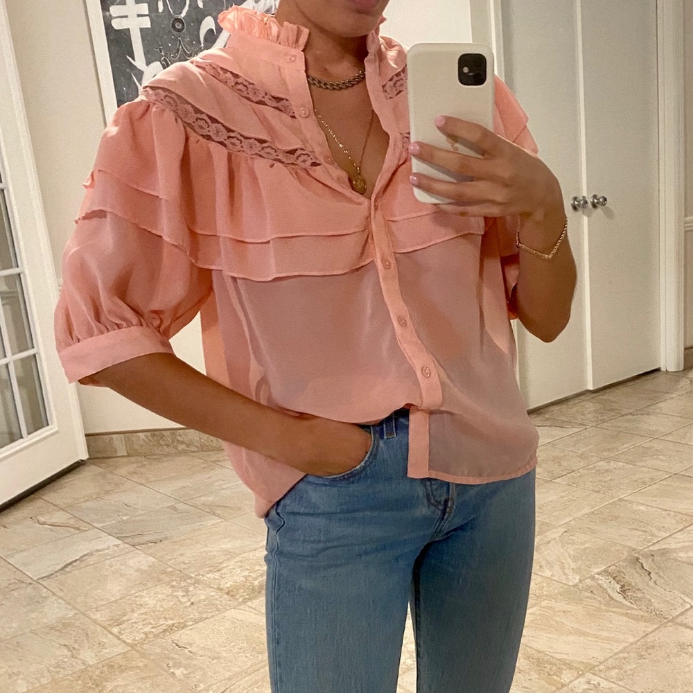Asos Pink Blouse with Ruffles